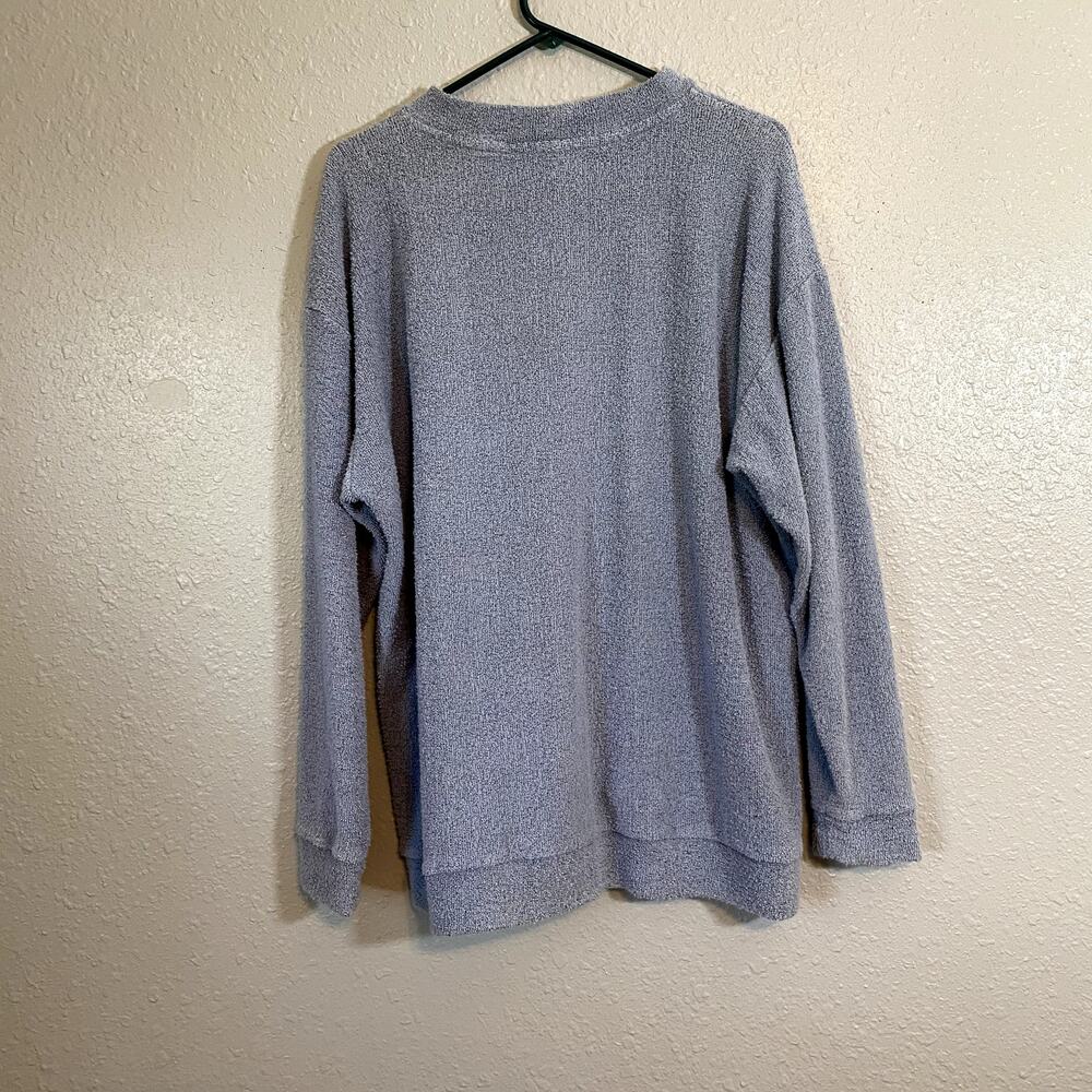 Pink Victoria Secret Womens Large L Blue Sweatshirt Long Sleeve Comfy Textured - Picture 2 of 7